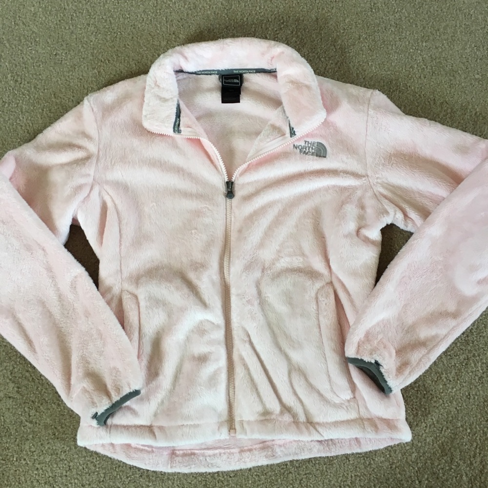 North Face pink women’s zip up fuzzy jacket medium